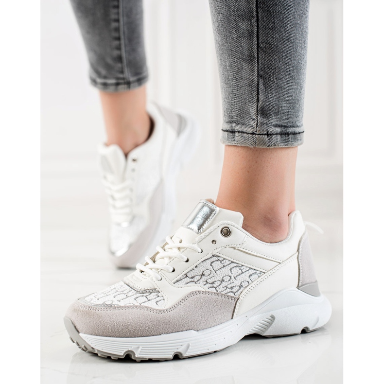 Renda Snygga sneakers beige vit silver- 2