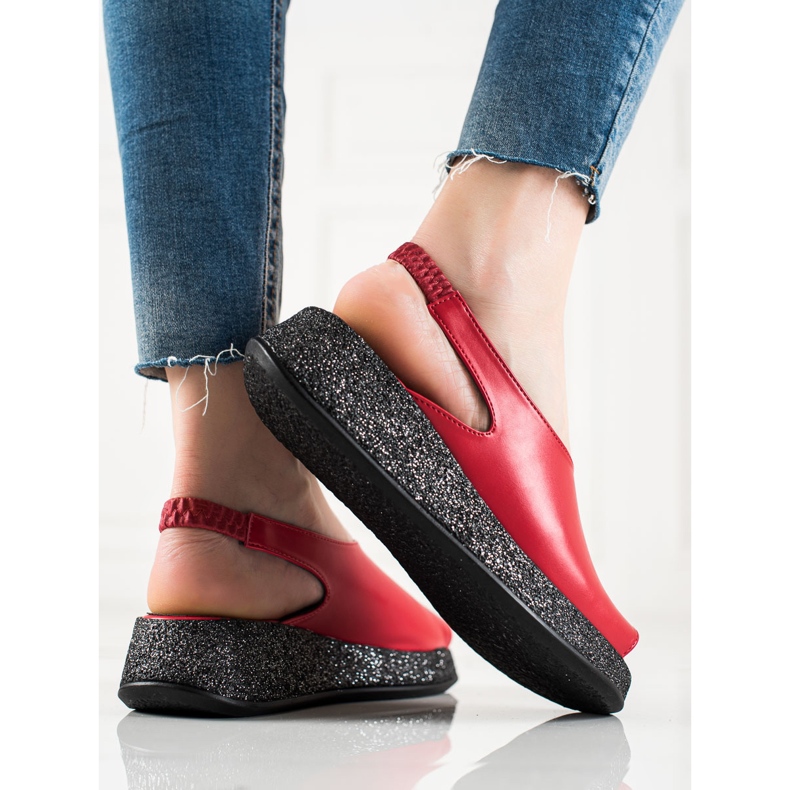 TRENDI Sandaler På Glitterplattformen röd 1