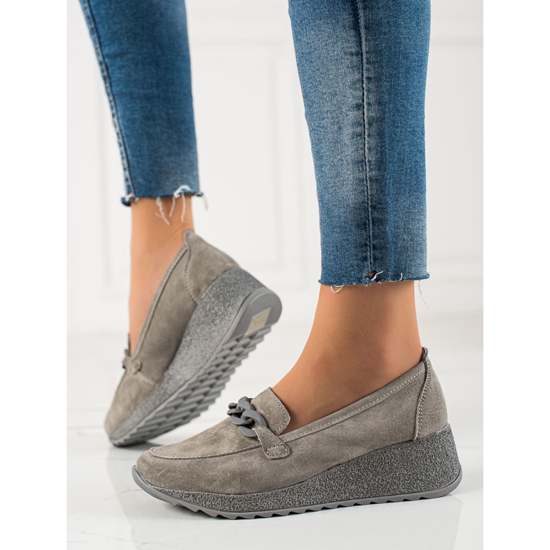 Filippo Läder Brogues på plattformen grå 2