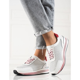VINCEZA openwork sneakers vit röd 2