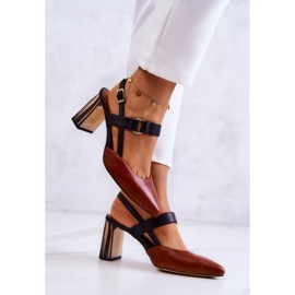 Sergio Leone Moderiktiga pumps i läder Maciejka 05498-29 Brun och Svart 2