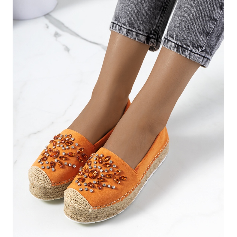Orange espadrillor med Leer cubic zirconia 2