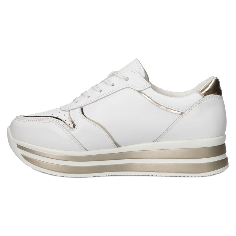 Läder Sneakers Filippo DP3682 / 22 WH vit gyllene 7