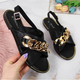 Svarta Vinceza W JAN116A sandaler med kedja 1