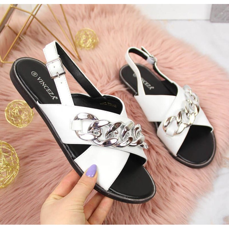 Sandaler med kedja Vinceza W JAN116B vit 1