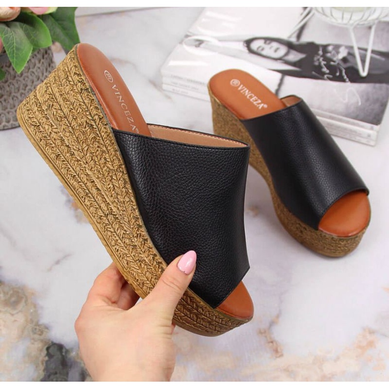 Wedge tofflor Vinceza W JAN98A svarta 1