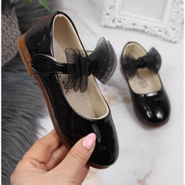 Kardborreballerinor med rosett Vinceza Jr JAN100A svart 1