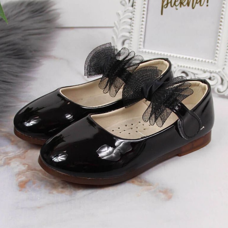 Kardborreballerinor med rosett Vinceza Jr JAN100A svart 2