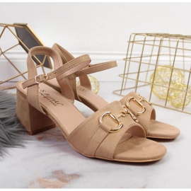 Sandaler på stolpen med prydnaden S. Barski W OLI158B beige 2
