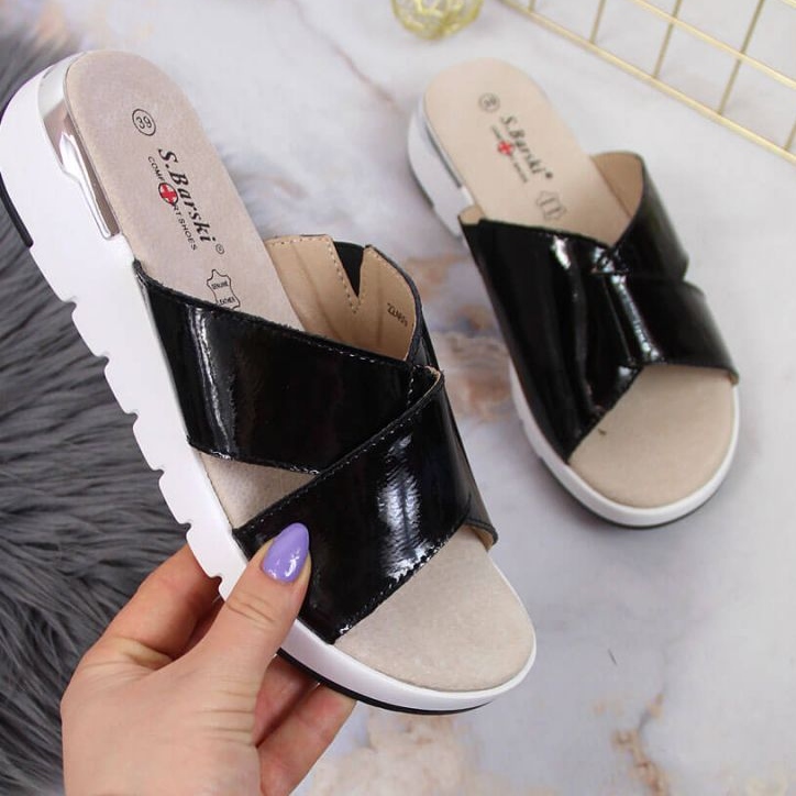 Lacktofflor S. Barski W OLI159A svarta 1