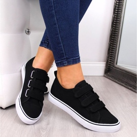 Textilsneakers med kardborre Atletico W ATC336B svarta 2