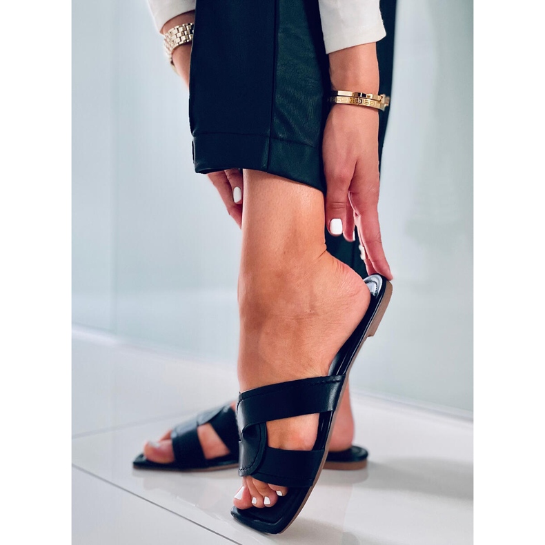 Slides med fyrkantig sula Nitya Black svart 2