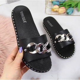 Svarta Vinceza W JAN111A tofflor med kedja 1