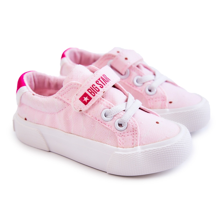 Låga sneakers för barn med kardborre Big Star JJ374103 Rosa 1