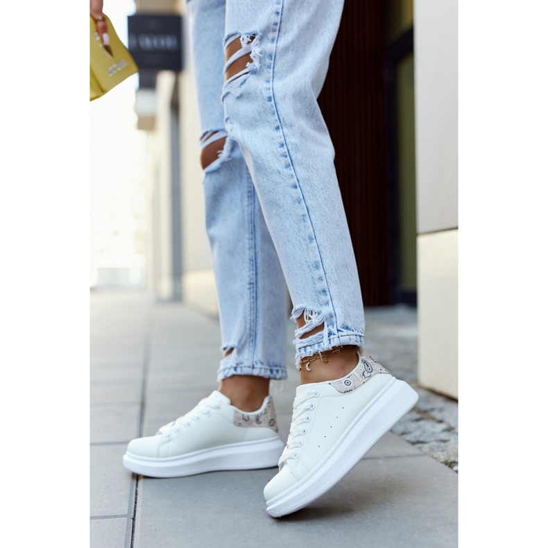 FE1 Klassiska damsportskor Vita och Beige Meleris 2