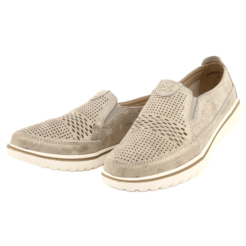 Bekväma sportskor på Jezzi-plattformen 20PB08-1653 beige gyllene 3