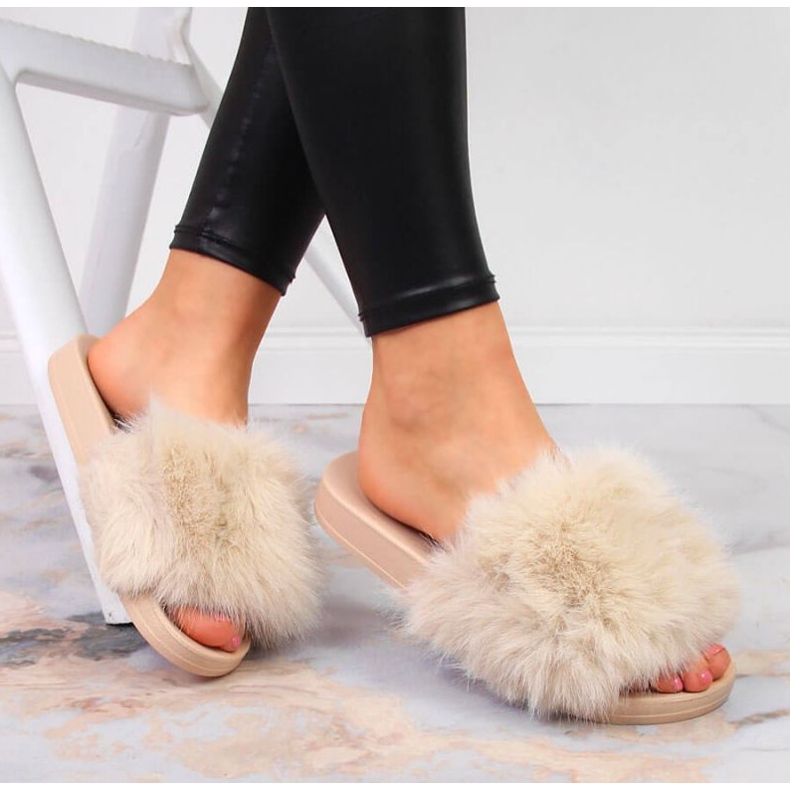 Vinceza W JAN97B beige lurviga tofflor 2