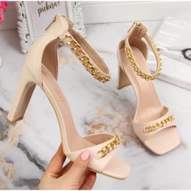 Sandaler på stolpe med kedja Potocki W WOL70B beige 1