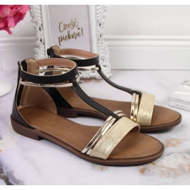 Romerska sandaler Potocki W WOL73A svarta gyllene 2