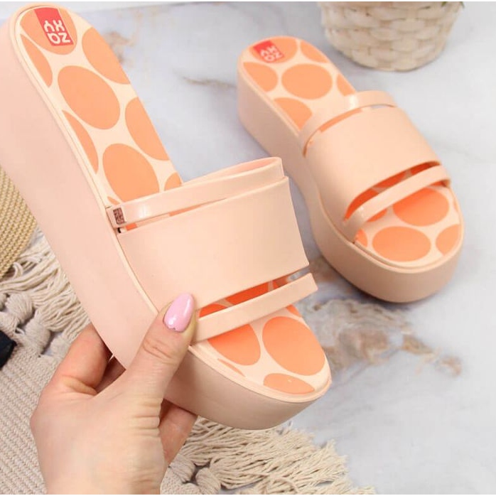 Gummitofflor på plattformen Zaxy W INT1708A naken rosa 1