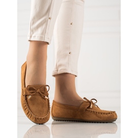 TRENDI Loafers i mocka med rosett brun 1