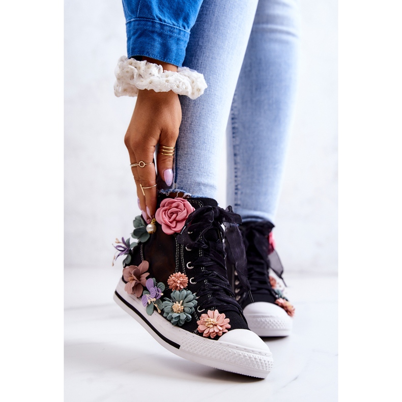LU BOO High-top Sneakers Med Blommor Svart Sellin 2