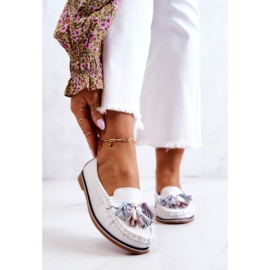 Dam läder loafers med fransar Vita Laressa 1