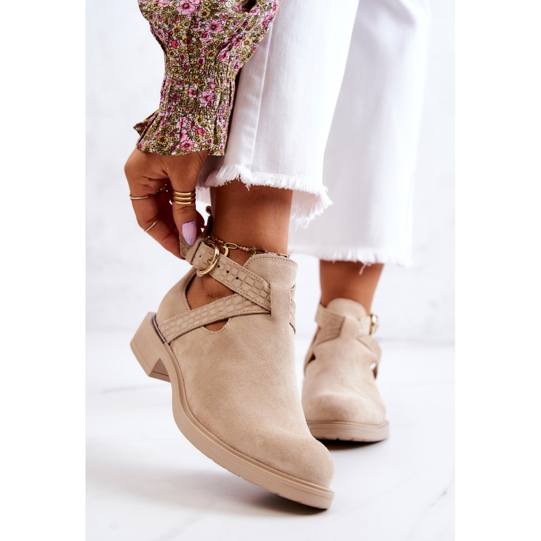 PL5 Läderskor för kvinnor med utskärning Ljusbeige Ramos 1