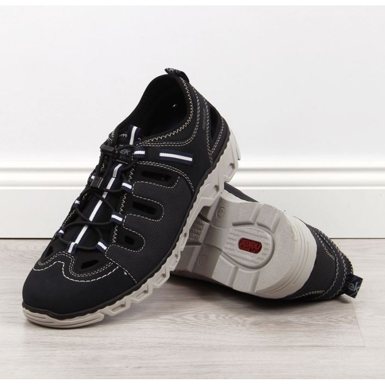 Läderskor Rieker M RKR510 marinblå 2