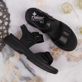 Lädersandaler på Rieker W RKR513 plattform svart 2