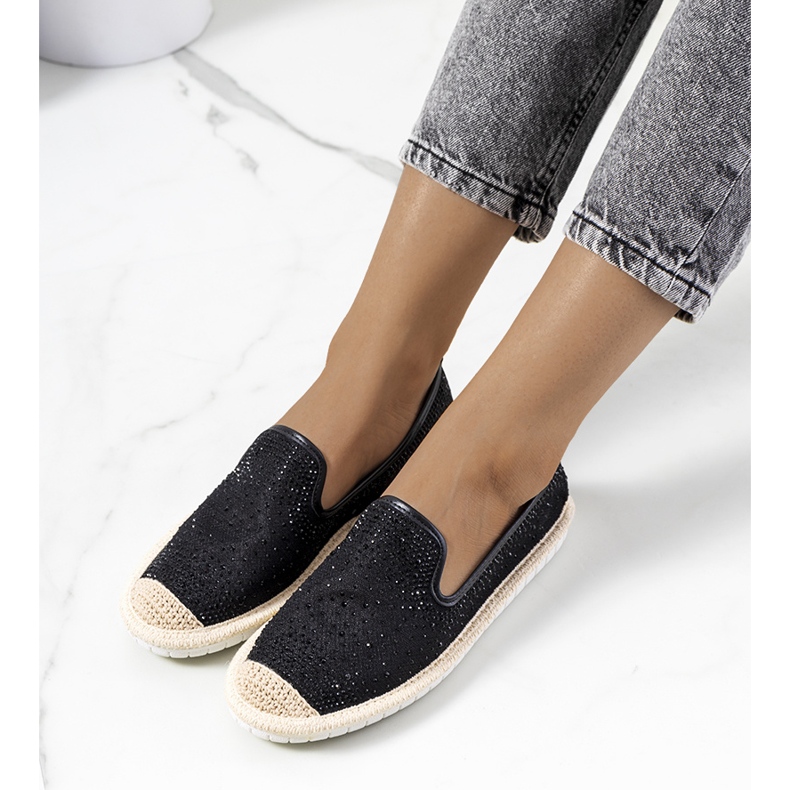 Svarta espadrillor med Punter cubic zirconia 1