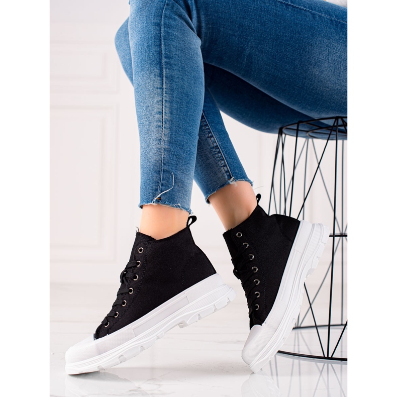 Forever Folie Svarta sneakers på plattformen 1