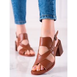 Högklackade sandaler i läder LA.FI brun 2