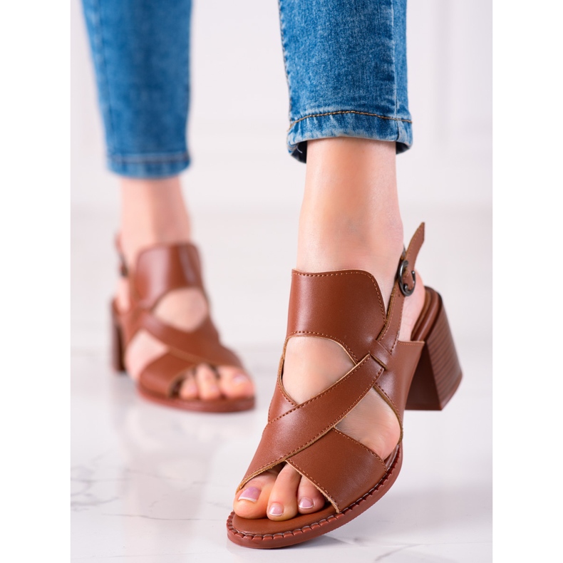 Högklackade sandaler i läder LA.FI brun 2