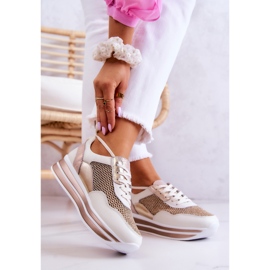 S.Barski Sportskor dam Sneakers vit och guld Bourne gyllene 2