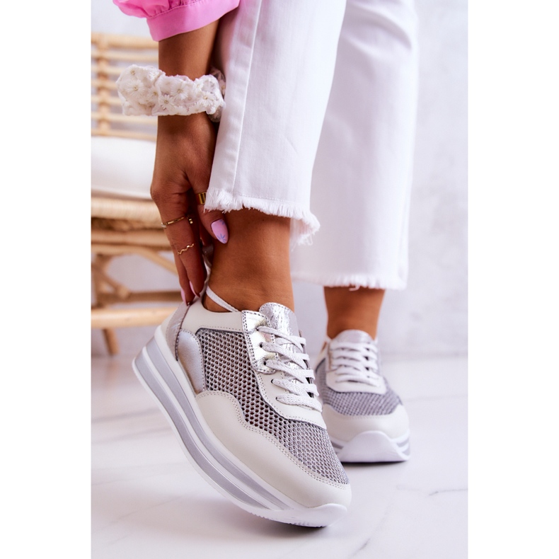 S.Barski Sportskor dam Sneakers Vit-Silver Bourne 1