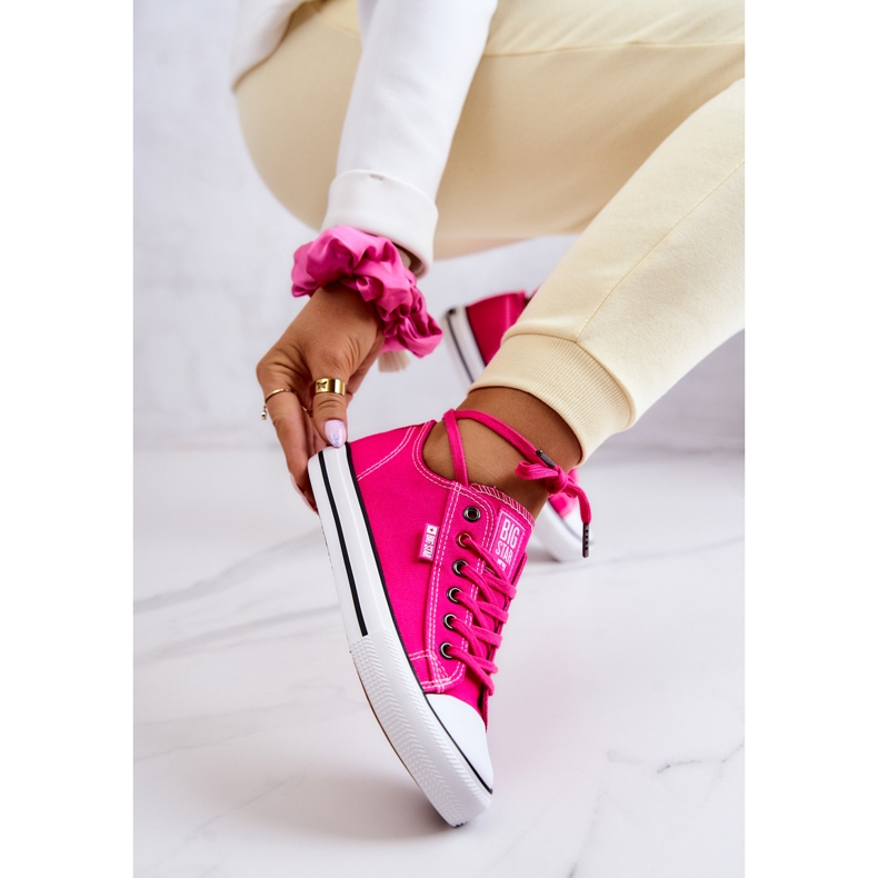 Låga sneakers för damer Big Star JJ274A005 Fuchsia rosa 1