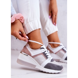 S.Barski Läder Sportskor Wedge Sneakers Silver-Grå Elissa rosa 1