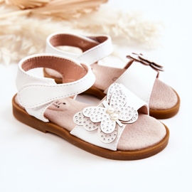 S.Barski Barn fjärilssandaler i läder Vit Rolly 1