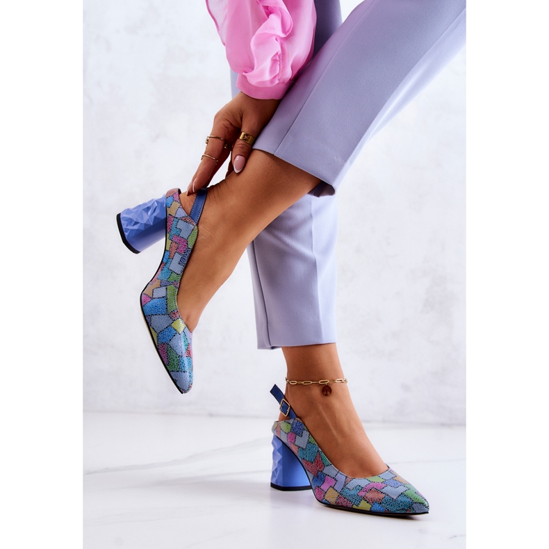 Läderpumpar på en stång Maciejka 05427-06 Flerfärgad blå 2