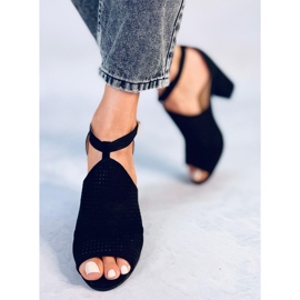 Bahati Svarta högklackade genombrutna sandaler 2