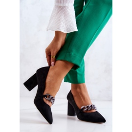 S.Barski Mocka Pumps Med En Kedja Svart Alamoss 2