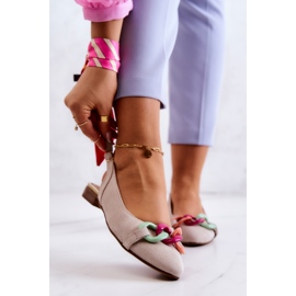 Lewski Shoes Mocka Ballerinas Med Kedja Lewski Skor 3125 Ljus beige 1