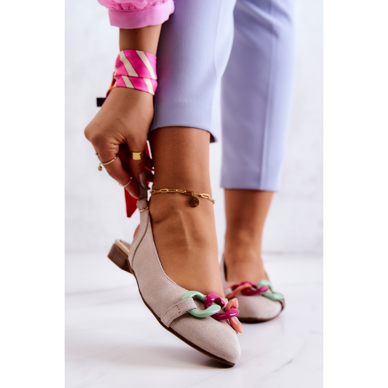 Lewski Shoes Mocka Ballerinas Med Kedja Lewski Skor 3125 Ljus beige 1