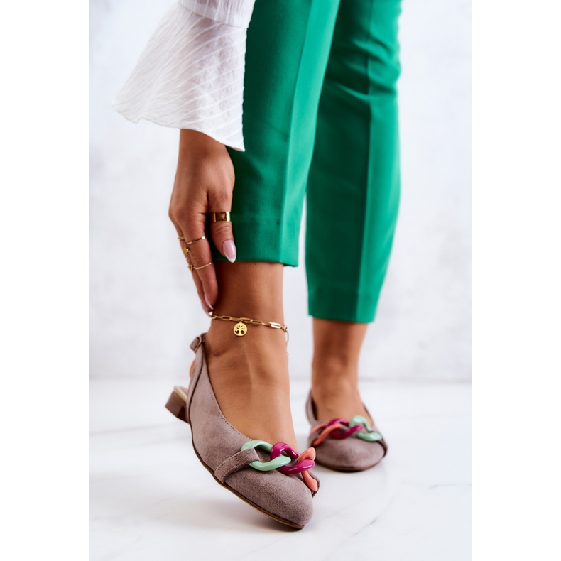 Lewski Shoes Mocka Ballerinas Med Kedja Lewski Skor 3125 Beige 1