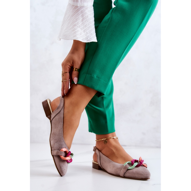 Lewski Shoes Mocka Ballerinas Med Kedja Lewski Skor 3125 Beige 2