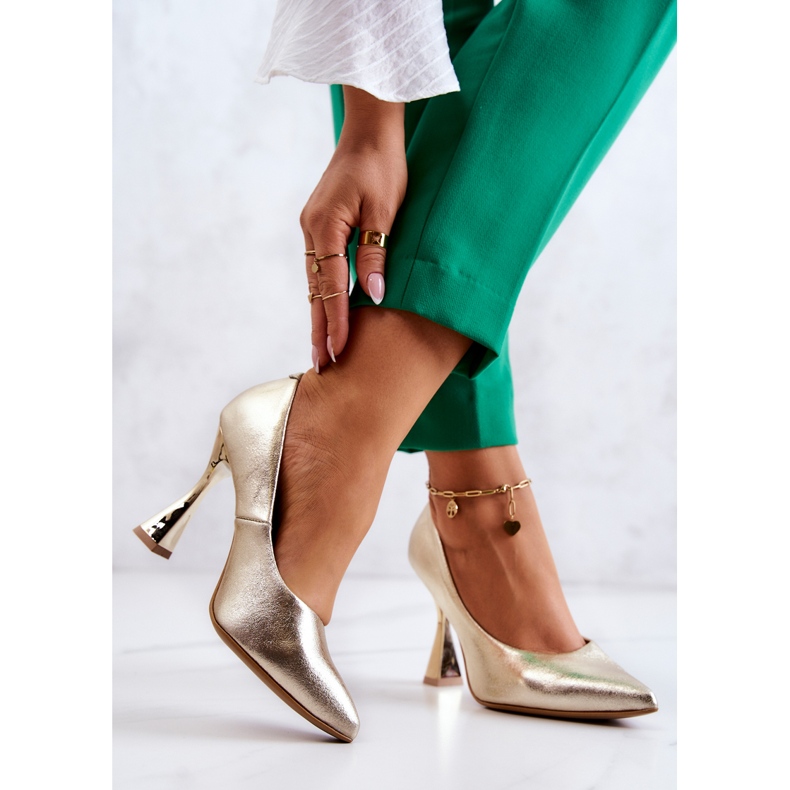 Lewski Shoes Fashionabla Läder Pumps Lewski Skor 3181 Golden gyllene 2