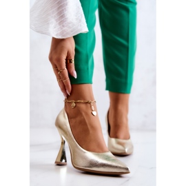 Lewski Shoes Fashionabla Läder Pumps Lewski Skor 3181 Golden gyllene 1