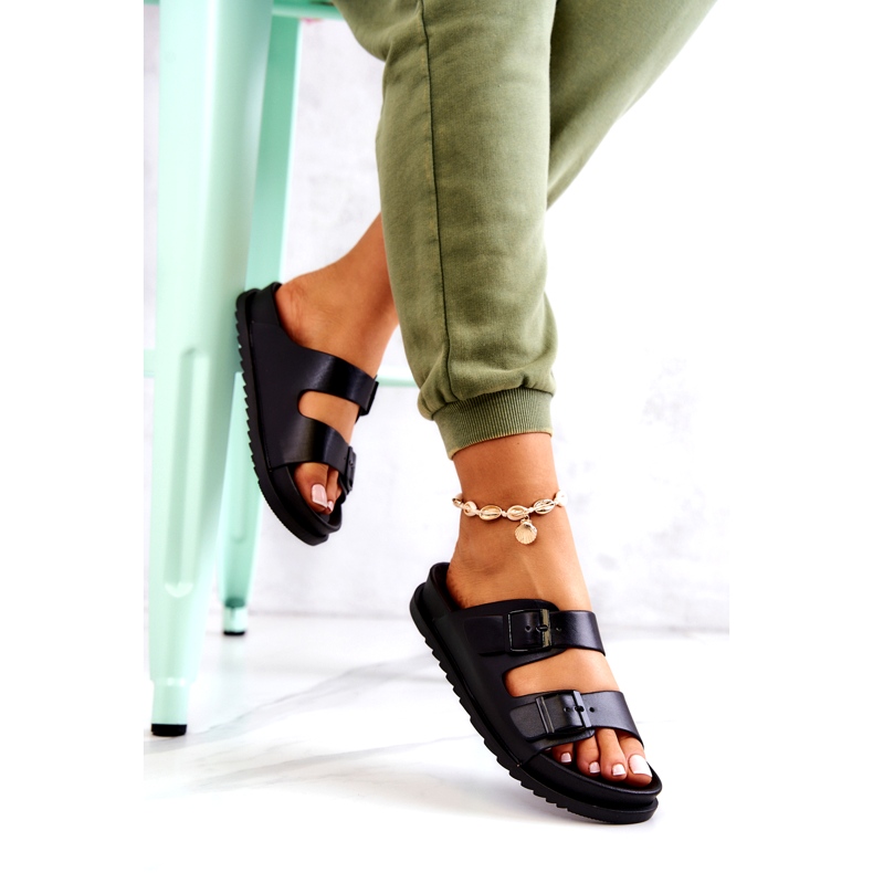 S.Barski Svarta Corina Tofflor Med Spänne 4