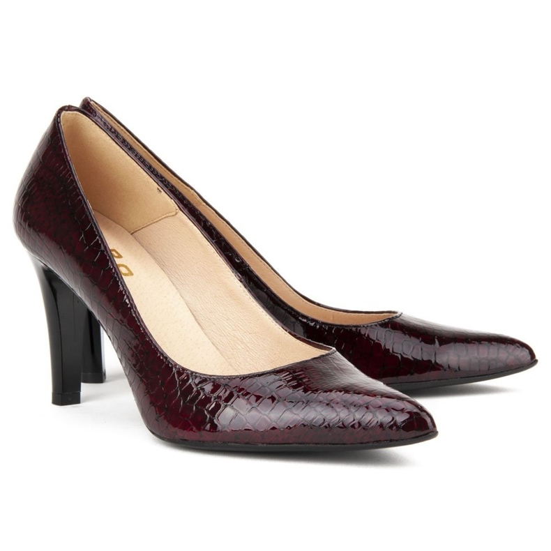 Filippo F155 Bordo Crocodile pumps röd 2